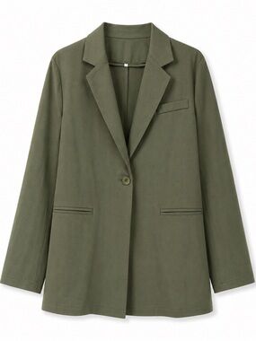 Olive Green Women's Single-Button Blazer large